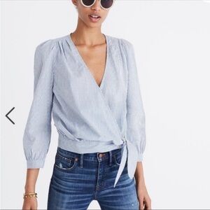 Madewell Striped Wrap Top